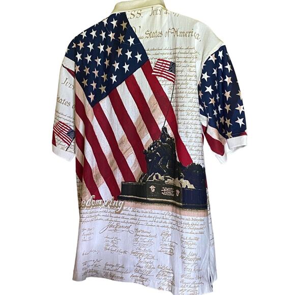 PATRIOTIC Cotton Traders Sport Polo Mens L USA Flag Constitution Freedom Shirt - Picture 3 of 6